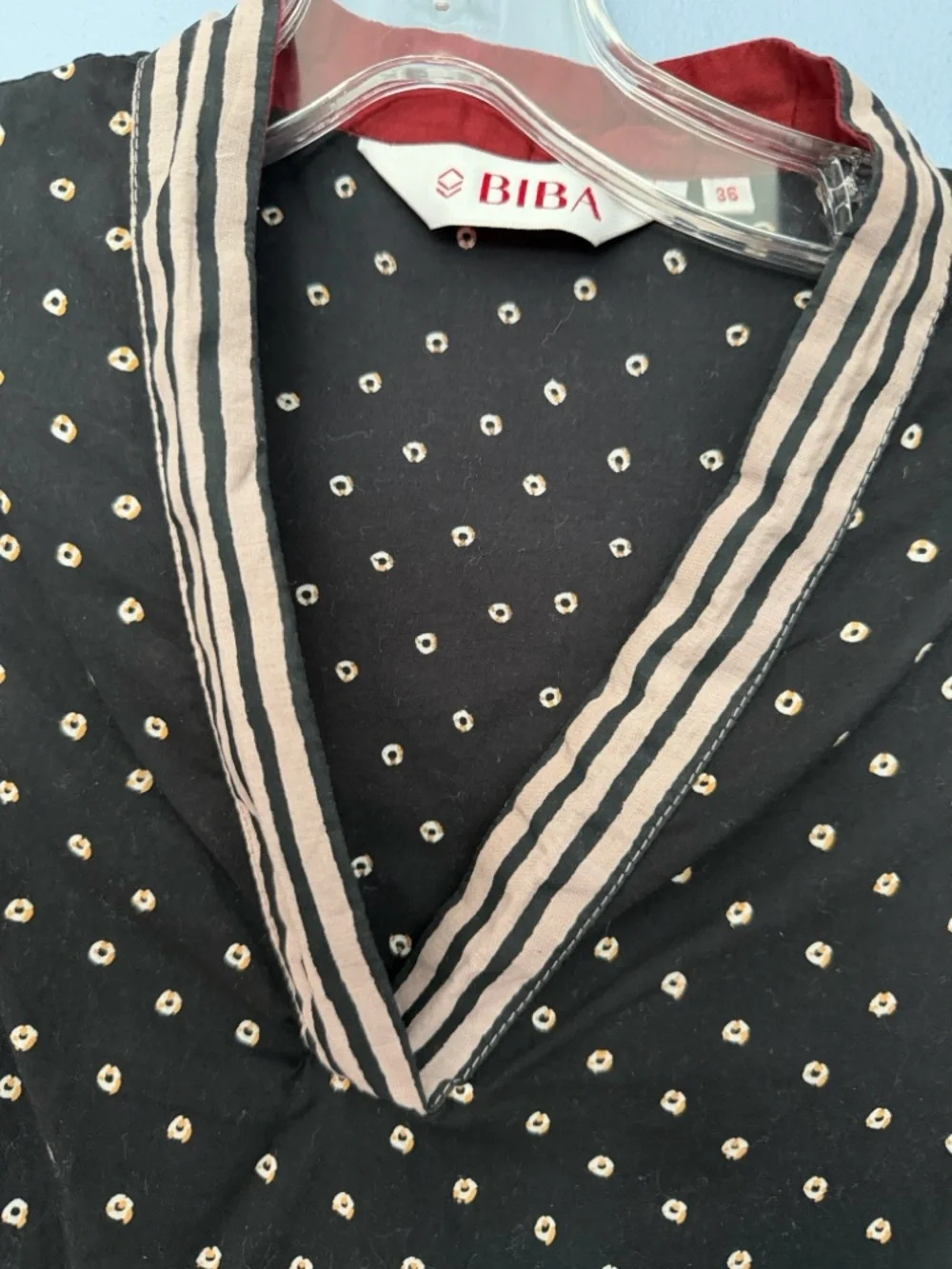 Biba Bandhani Printed Kurta Top Women Sz 36 Sleeveless V Neck Cotton boho - Picture 4 of 10